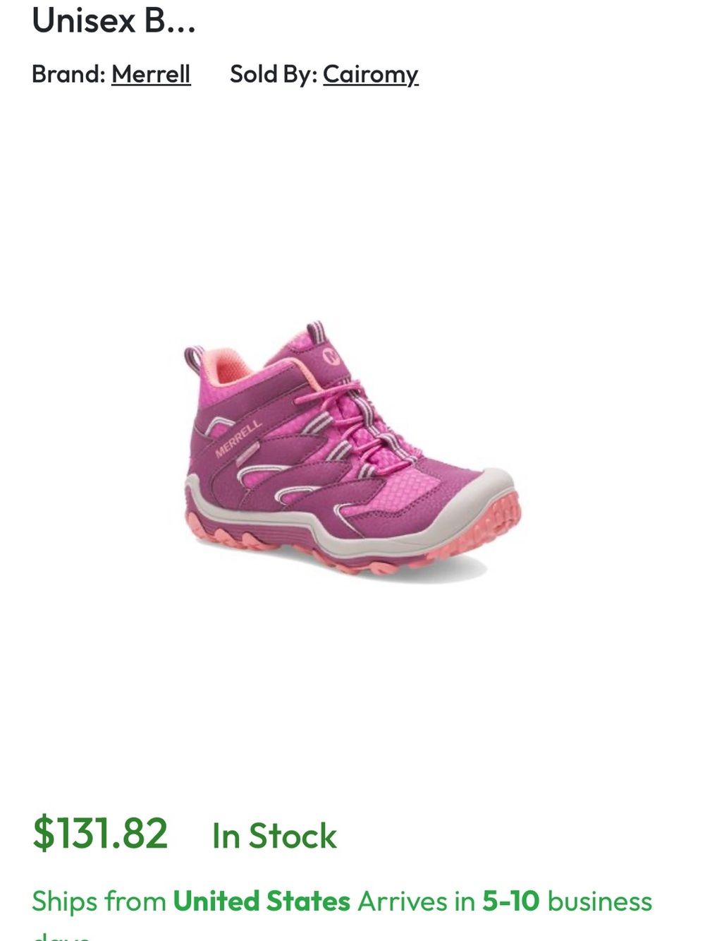 Merrell Kids Purple/Pink Trail Boot